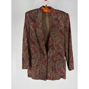 VTG 90s Paisley Floral Blazer Jacket Boho Cottagecore USA Women Granny Retro S